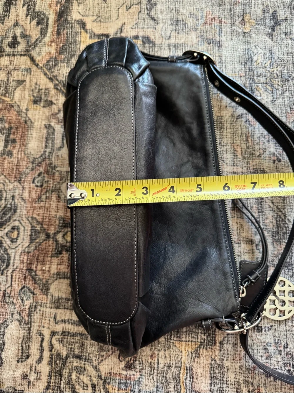 Coach Black Leather Shoulder Bag with Cherry Charm